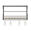 Wavertree Hanging Wine and Glass Rack in Black and Natural Fir Wood Furniture ELK Home 