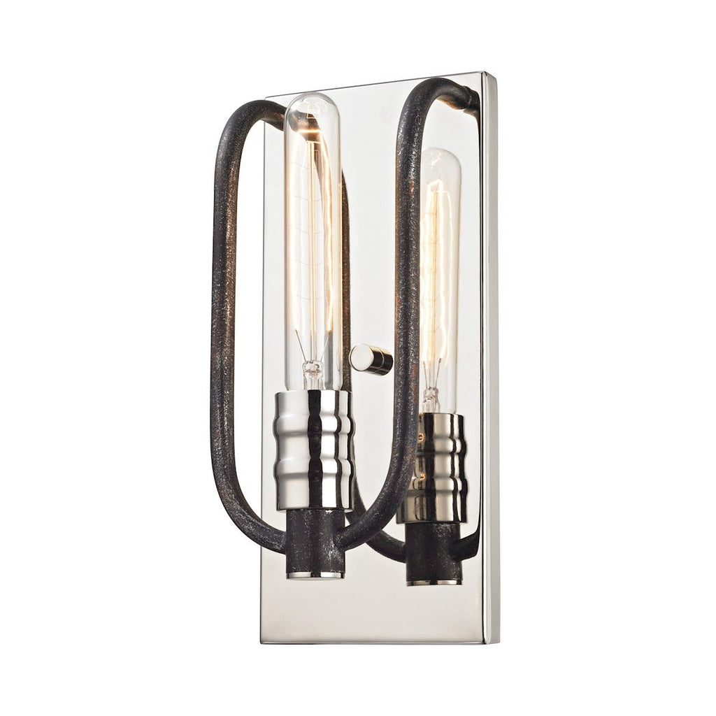 Continuum 1 Light Wall Sconce In Silvered Graphite With Polished Nickel Accents Wall Sconce Elk Lighting 