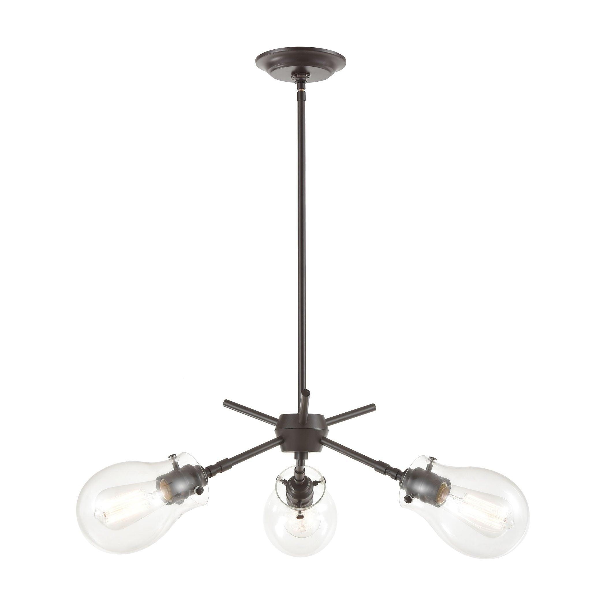 Jaelyn 3-Light Chandelier in Oil Rubbed Bronze with Clear Glass Ceiling Elk Lighting 