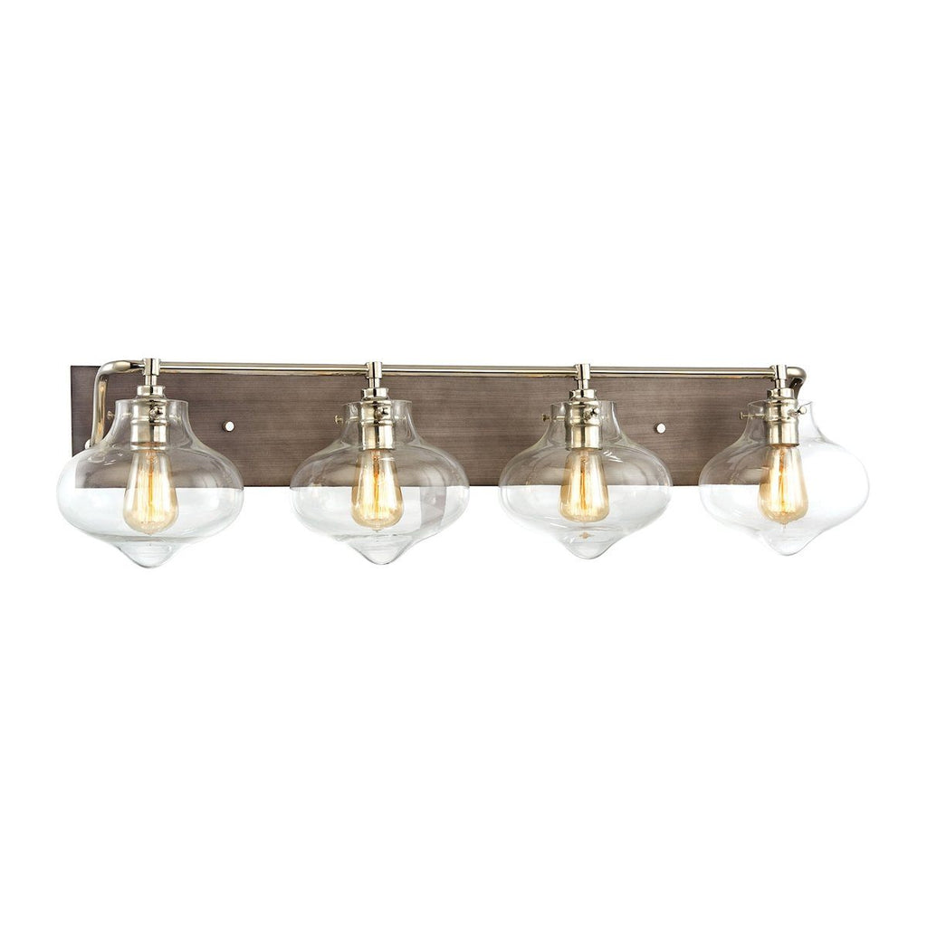 Kelsey 4 Light Vanity In Weathered Zinc With Polished Nickel Accents Wall Elk Lighting 