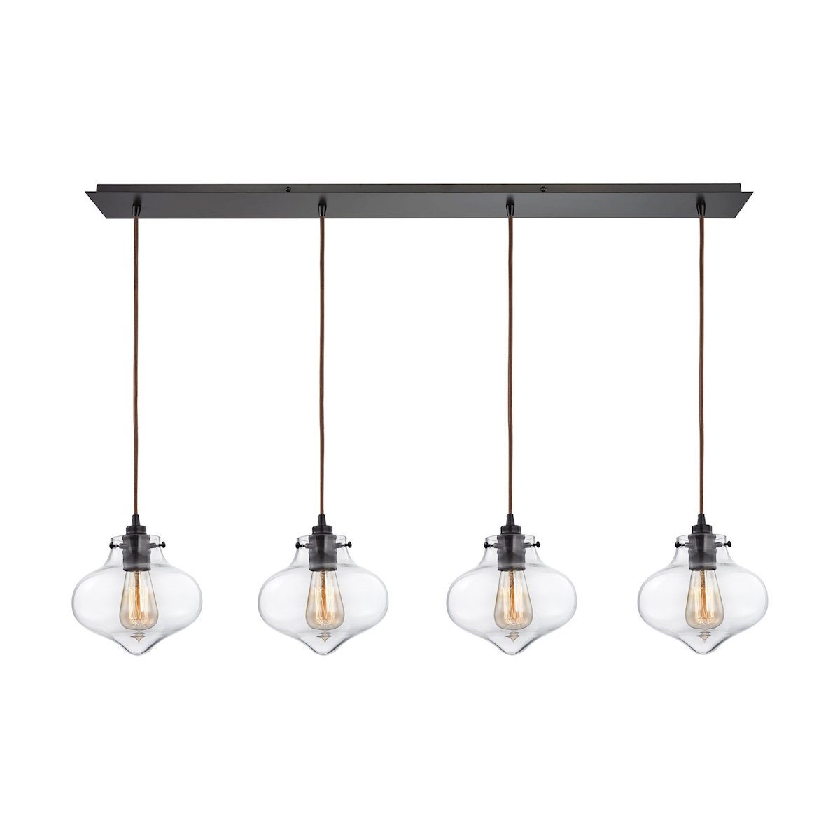 Kelsey 4 Light Pendant In Oil Rubbed Bronze And Clear Glass Ceiling Elk Lighting 