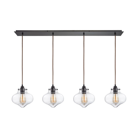 Kelsey 4 Light Pendant In Oil Rubbed Bronze And Clear Glass Ceiling Elk Lighting 