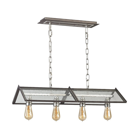 Ridgeview 4 Light Chandelier In Weathered Zinc With Polished Nickel Accents Ceiling Elk Lighting 