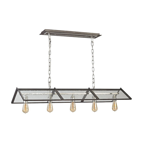 Ridgeview 5 Light Chandelier In Weathered Zinc With Polished Nickel Accents Ceiling Elk Lighting 