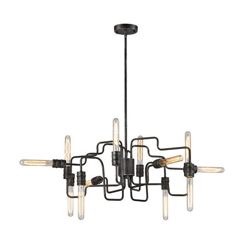 Transit 12 Light Chandelier In Silvered Graphite Ceiling Elk Lighting 