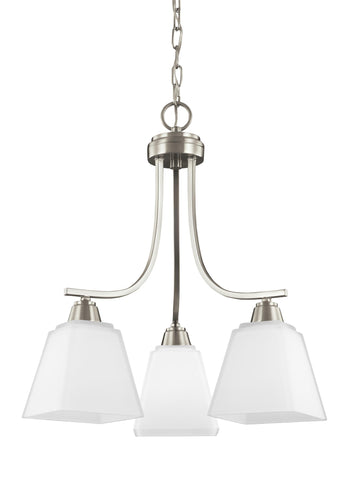 Parkfield Three Light Chandelier - Brushed Nickel Ceiling Sea Gull Lighting 