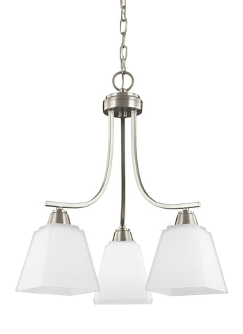 Parkfield Three Light LED Chandelier - Brushed Nickel Ceiling Sea Gull Lighting 