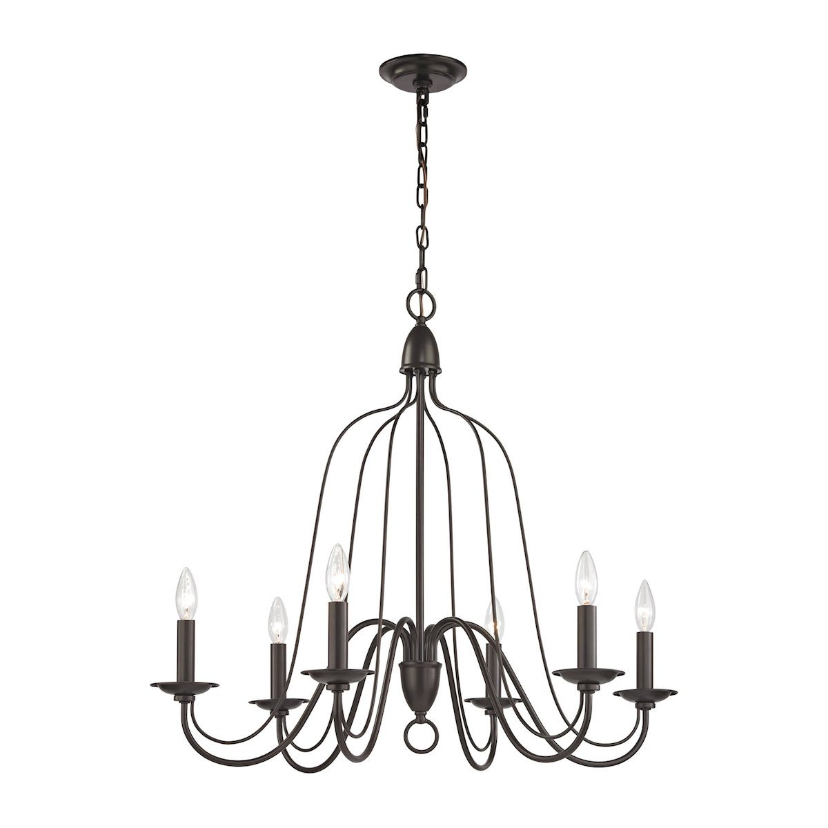 Monroe 6 Light Chandelier In Oil Rubbed Bronze Ceiling Elk Lighting 