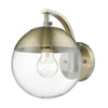 Dixon Sconce in Aged Brass with Clear Glass and Aged Brass Cap Wall Golden Lighting 