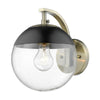 Dixon Sconce in Aged Brass with Clear Glass and Black Cap Wall Golden Lighting 