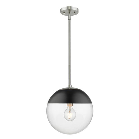 Dixon Pendant in Pewter with Clear Glass and Black Cap Ceiling Golden Lighting 