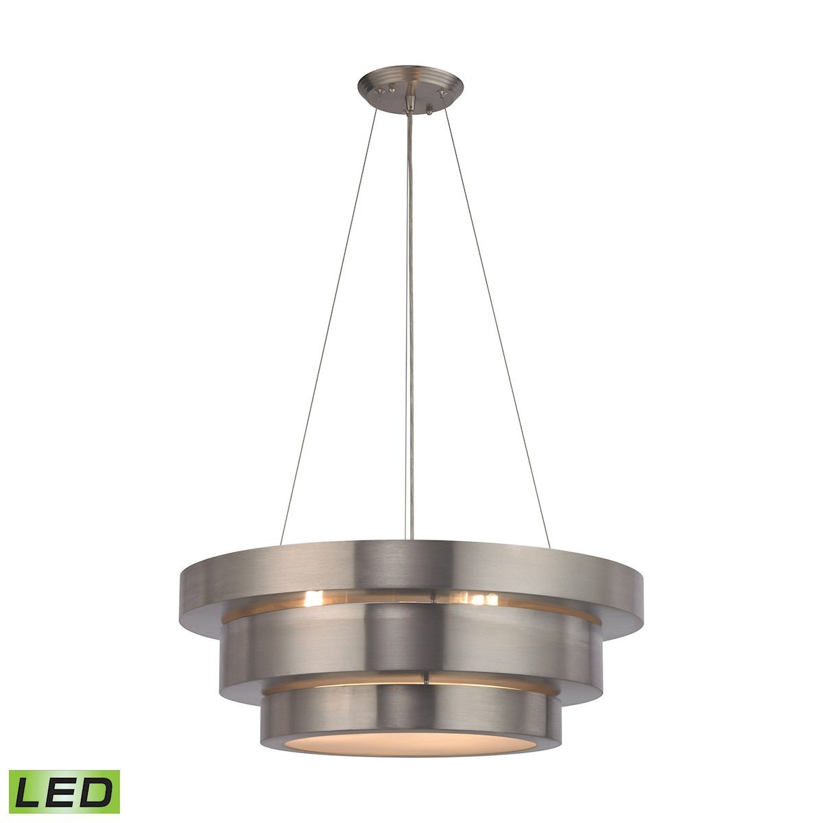 Layers 3 Light LED Chandelier In Brushed Stainless Ceiling Elk Lighting 