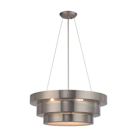 Layers 3 Light Chandelier In Brushed Stainless Ceiling Elk Lighting 