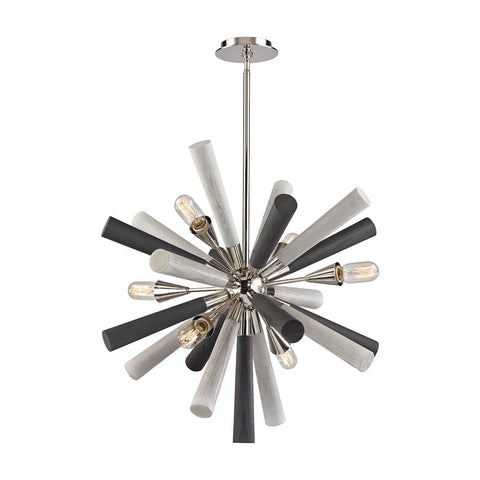 Solara 6 Light Chandelier In Polished Nickel Ceiling Elk Lighting 