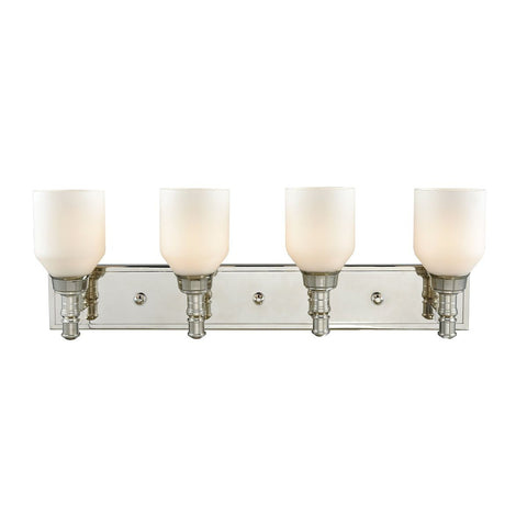 Baxter 4 Light Vanity In Polished Nickel With Opal White Glass Wall Elk Lighting 