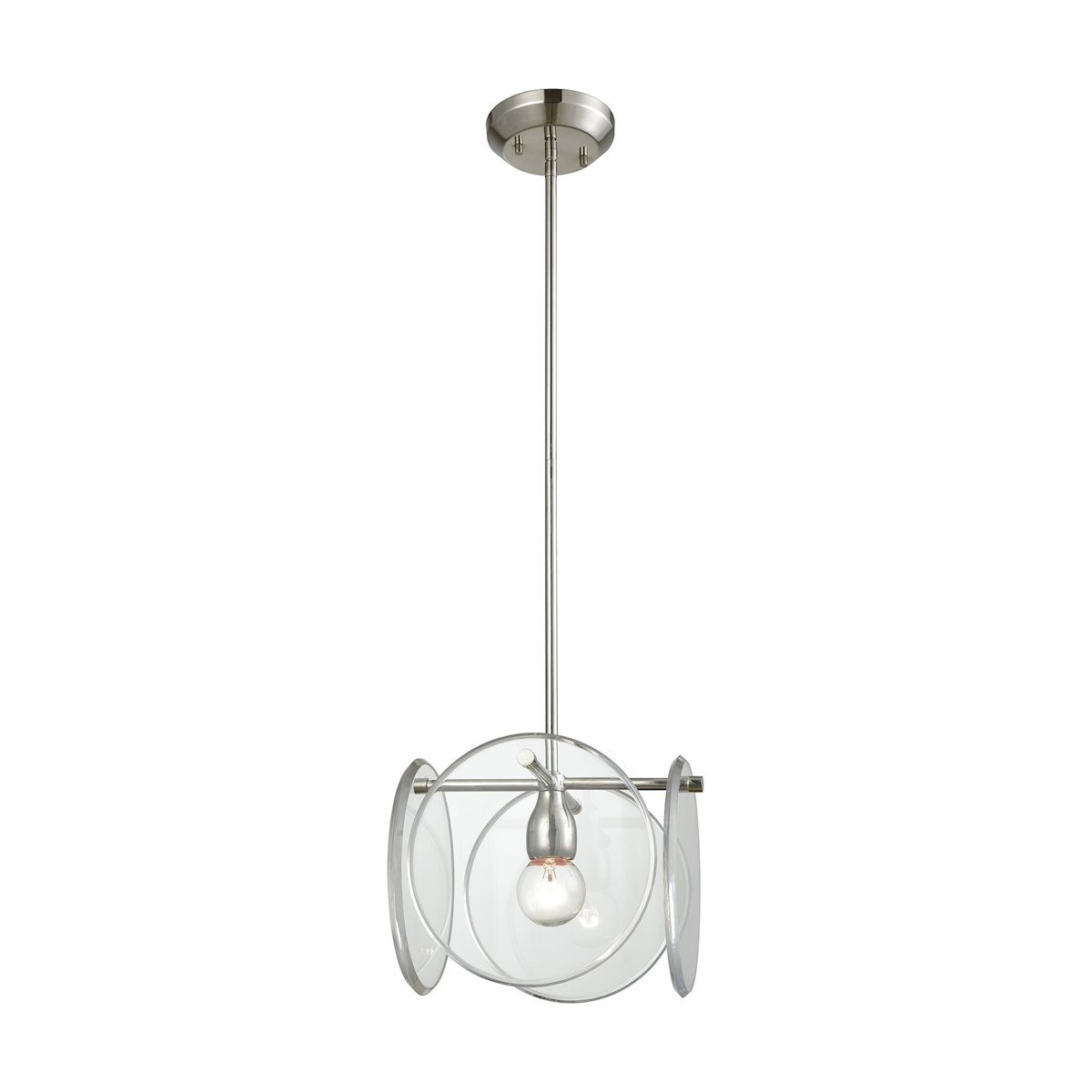 Disco 1 Light Pendant In Polished Nickel With Clear Acrylic Panels Ceiling Elk Lighting 