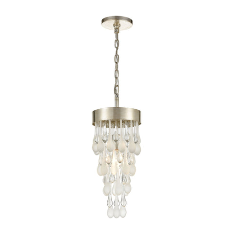Morning Frost 1-Light Mini Pendant in Silver Leaf with Clear and Frosted Glass Drops Ceiling Elk Lighting 