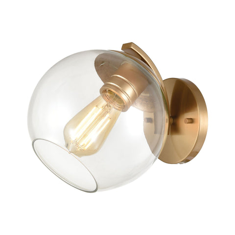 Collective 1-Light Sconce in Satin Brass with Clear Glass Wall Elk Lighting 