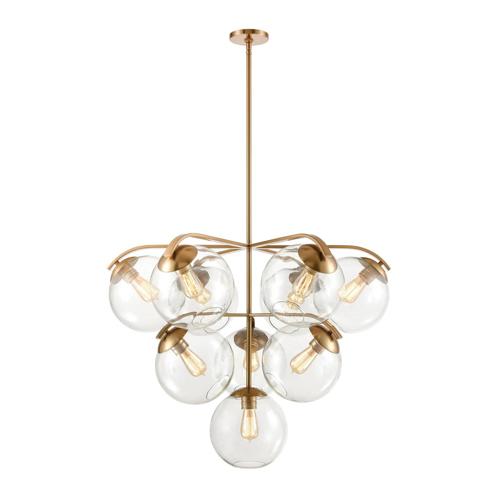 Collective 10-Light Chandelier in Satin Brass with Clear Glass Ceiling Elk Lighting 