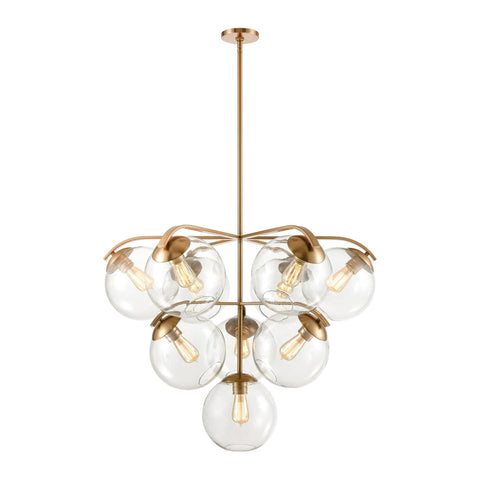 Collective 10-Light Chandelier in Satin Brass with Clear Glass Ceiling Elk Lighting 