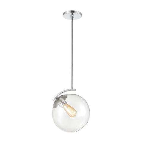 Collective 1-Light Mini Pendant in Polished Chrome with Clear Glass Ceiling Elk Lighting 