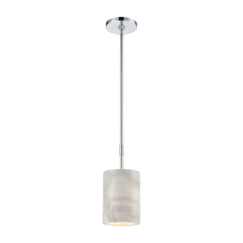 Lexington Avenue 1-Light Mini Pendant in Polished Chrome with Thick White Marble Ceiling Elk Lighting 