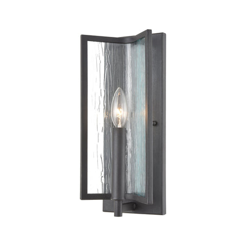 Inversion 1-Light Sconce in Charcoal with Textured Clear Glass Wall Elk Lighting 