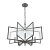 Inversion 8-Light Pendant in Charcoal with Textured Clear Glass Ceiling Elk Lighting 