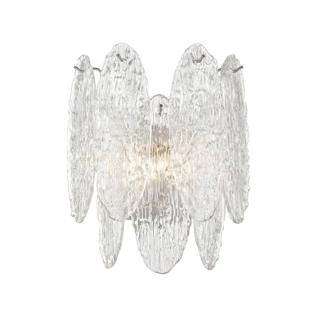 Frozen Cascade 2-Light Sconce in Polished Chrome with Clear Textured Glass Wall Elk Lighting 
