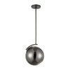 Collective 1-Light Mini Pendant in Black Nickel with Smoke Glass Ceiling Elk Lighting 