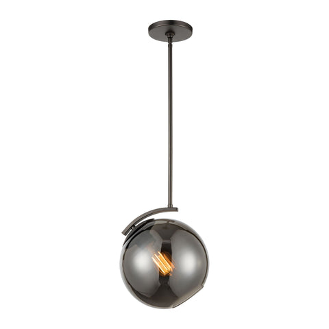 Collective 1-Light Mini Pendant in Black Nickel with Smoke Glass Ceiling Elk Lighting 