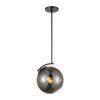 Collective 1-Light Mini Pendant in Black Nickel with Smoke Glass Ceiling Elk Lighting 