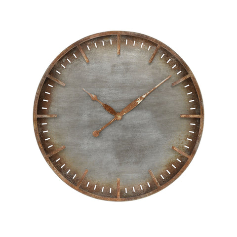 Ironhull Wall Clock in Rusted Pewter and Rust