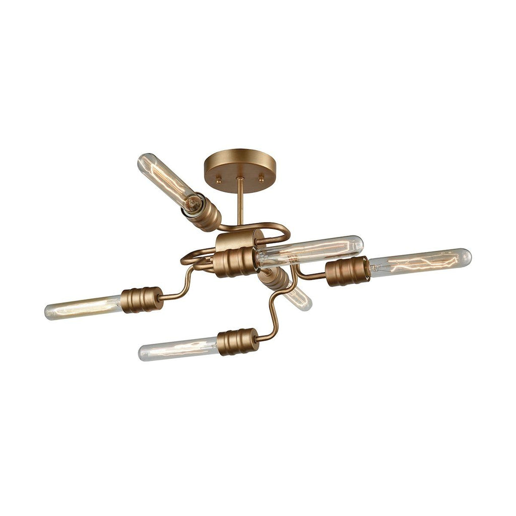 Transit 6 Light Semi Flush In Matte Gold Semi Flushmount Elk Lighting 