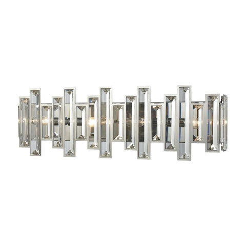 Crystal Heights 4 Light Vanity In Polished Chrome With Clear Crystal Wall Elk Lighting 