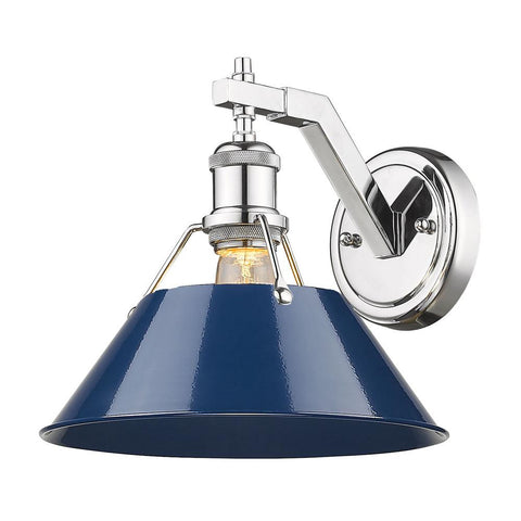Orwell 10"h Wall Sconce in Chrome with Navy Blue Shade Wall Golden Lighting 
