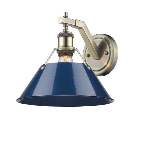 Orwell 10"w Wall Sconce in Aged Brass with Navy Blue Shade Wall Golden Lighting Navy 