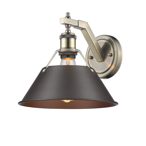 Orwell 10"w Aged Brass Wall Sconce with Rubbed Bronze Shade Wall Golden Lighting Bronze 