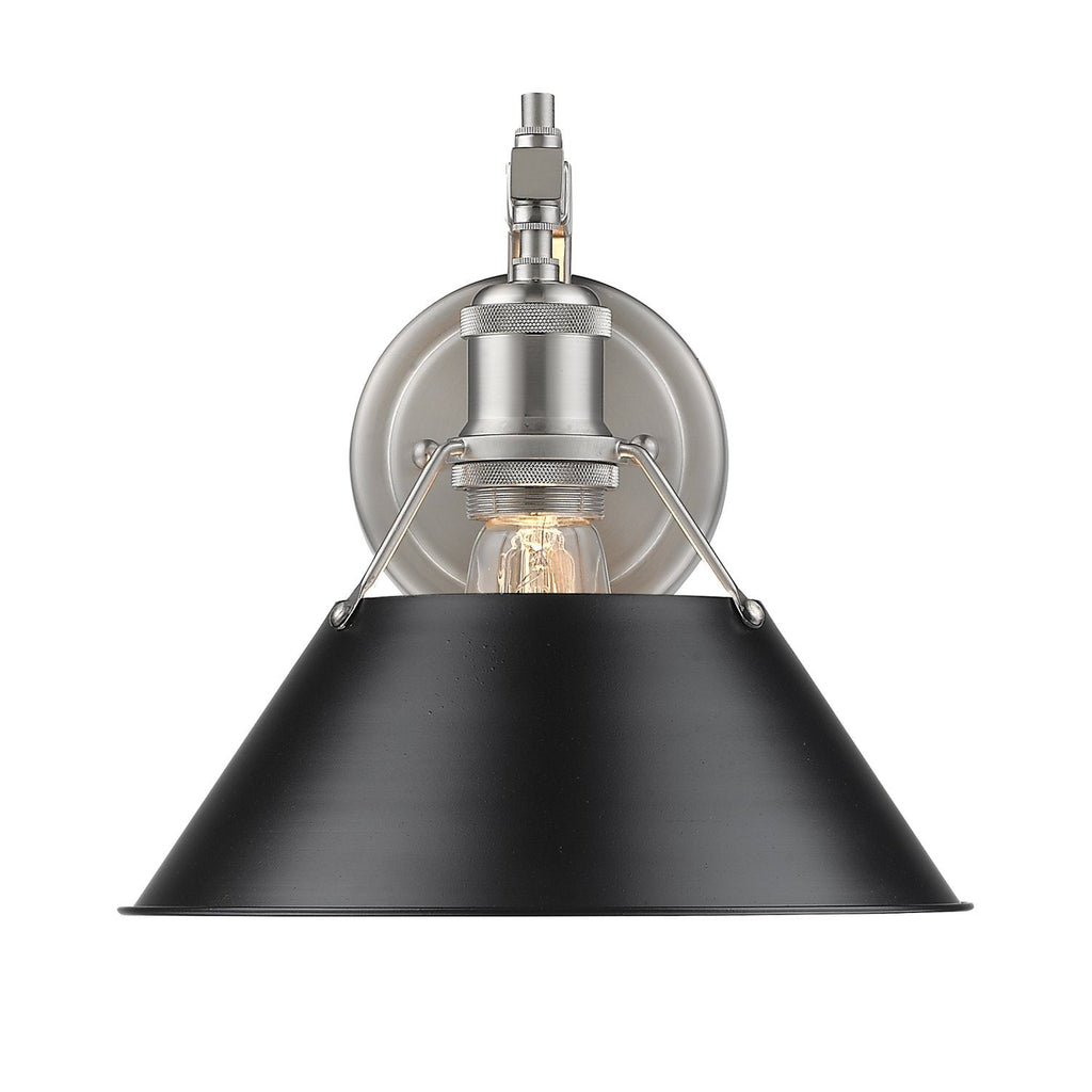 Orwell 1 Light Wall Sconce in Pewter with Black Shade Wall Golden Lighting 