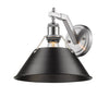 Orwell 1 Light Wall Sconce in Pewter with Black Shade Wall Golden Lighting 