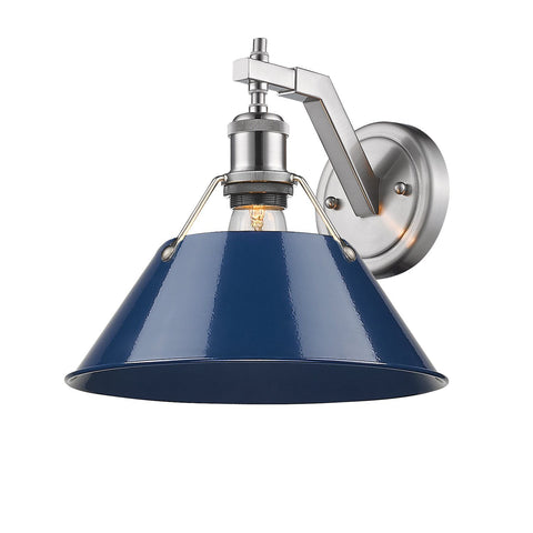 Orwell 10"w Pewter Wall Sconce with Navy Blue Shade Wall Golden Lighting 