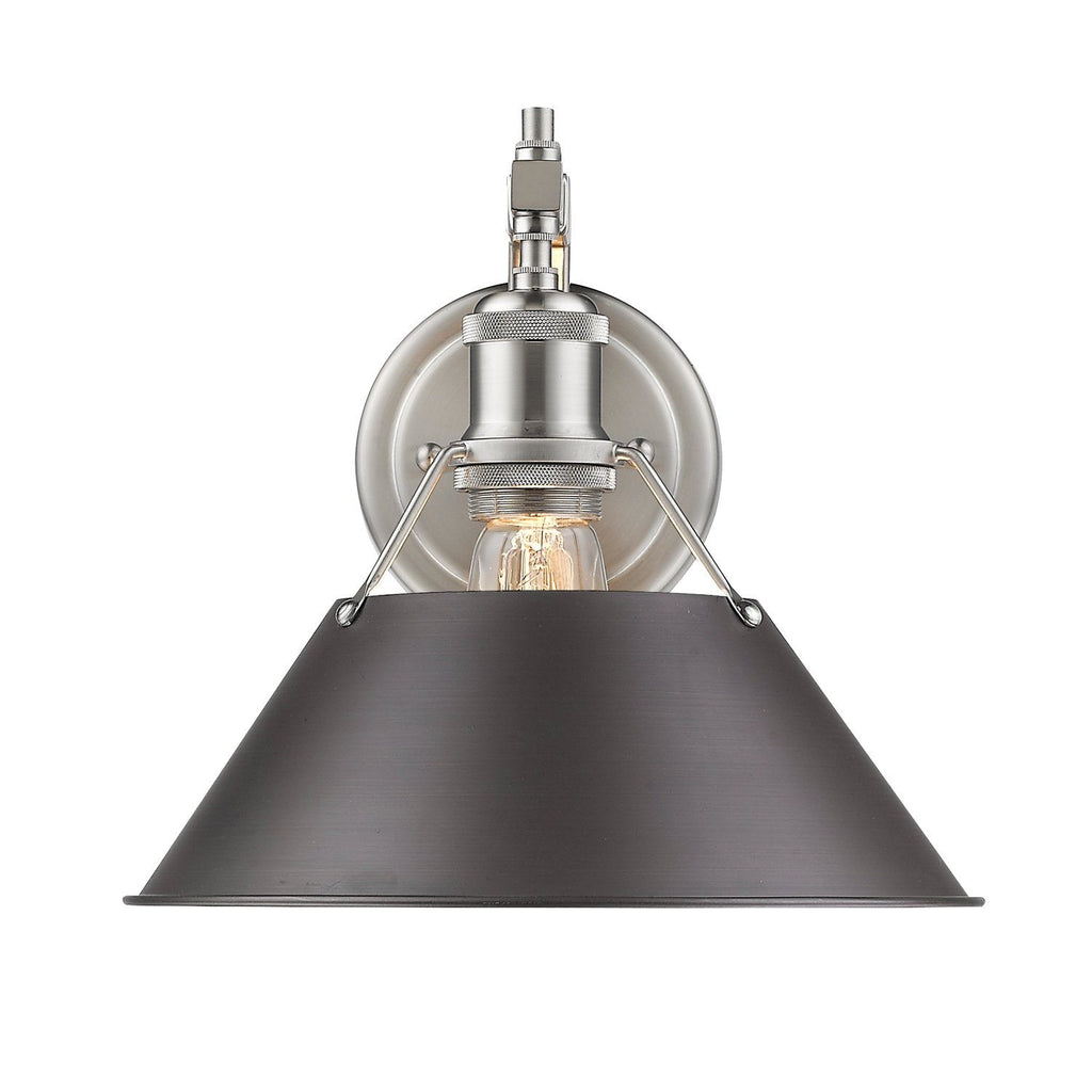 Orwell 1 Light Wall Sconce in Pewter with Rubbed Bronze Shade Wall Golden Lighting 
