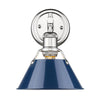 Orwell 10"h Bath Vanity Wall Sconce in Chrome with Navy Blue Shade Wall Golden Lighting 