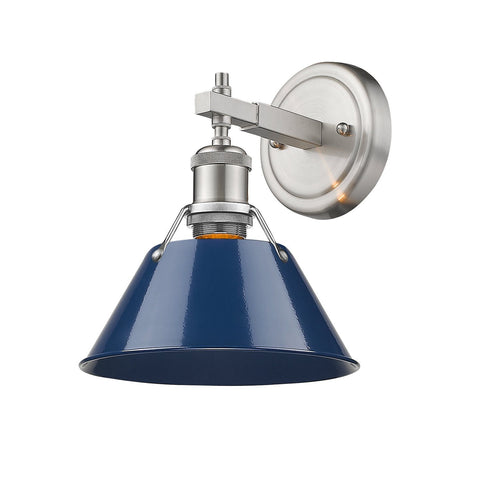 Orwell 7"w Sconce/Bath Vanity in Pewter with Navy Blue Shade Wall Golden Lighting Navy 