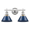 Orwell 18"w 2 Light Bath Vanity in Chrome with Navy Blue Shade Wall Golden Lighting 