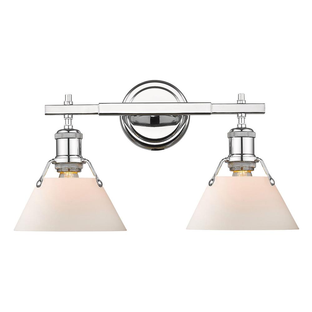 Orwell 2 Light 18"w Bath Vanity in Chrome with Opal Glass Shade Wall Golden Lighting 