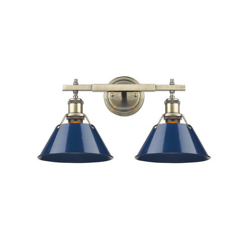 Orwell Aged Brass 18"w Bath Vanity Light with Navy Blue Shade Wall Golden Lighting Navy 