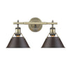 Orwell 2 Light Bath Vanity in Aged Brass with Rubbed Bronze Shade Wall Golden Lighting 