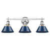 Orwell 24"w 3 Light Bath Vanity in Chrome with Navy Blue Shades Wall Golden Lighting 