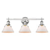 Orwell 3 Light 24"w Bath Vanity in Chrome with Opal Glass Shades Wall Golden Lighting 